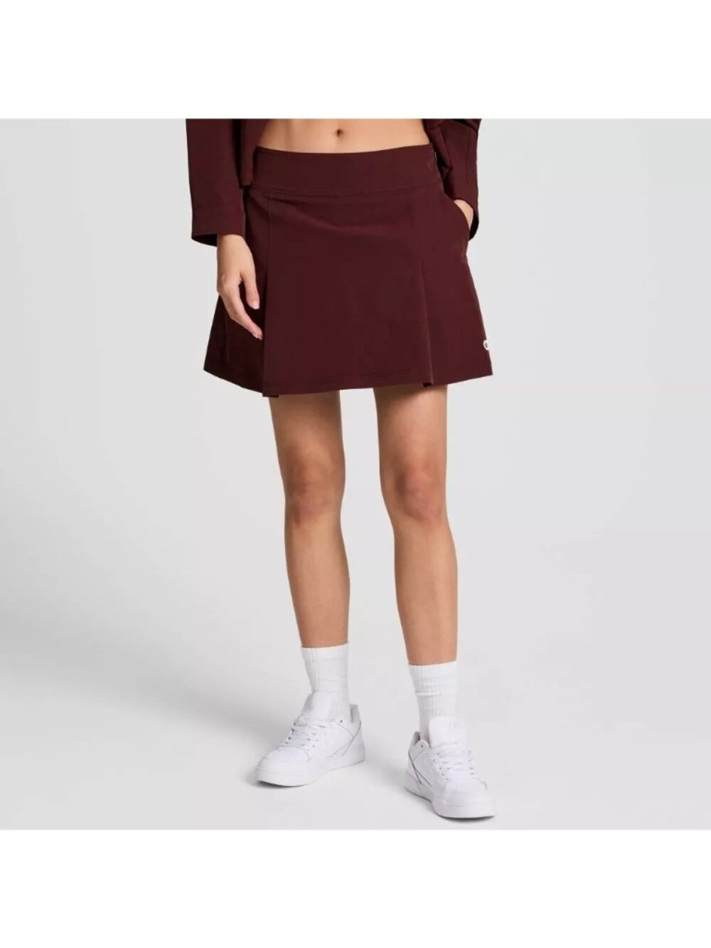 Champion Women's Pleated Skort Size 10 Maroon Color Attached Bike Shorts Pockets